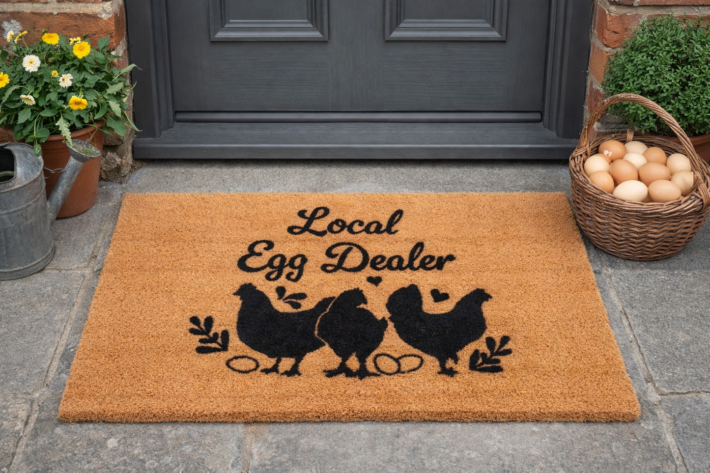 Local Egg Dealer Doormat – 40 x 70 cm | Funny Chicken Welcome Mat