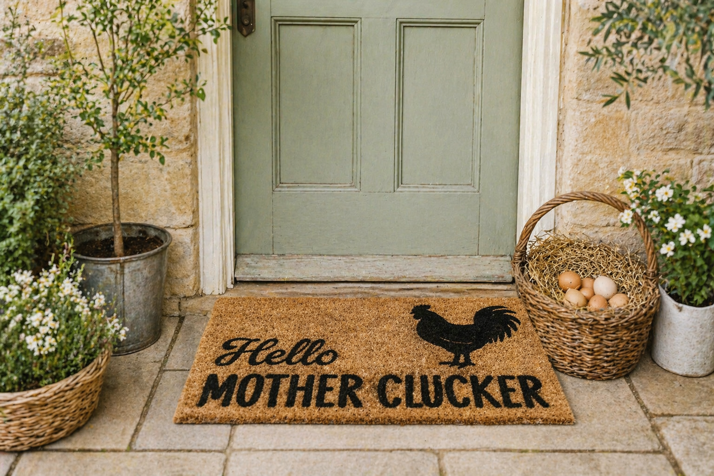 “Hello Mother Clucker” – 40 x 70 cm | Funny Chicken Welcome Mat