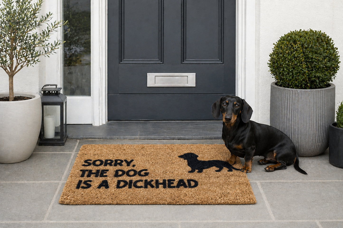 Dachshund Sausage Dog coir doormat - “Sorry the dog is a Dickhead” 40 x 70cm