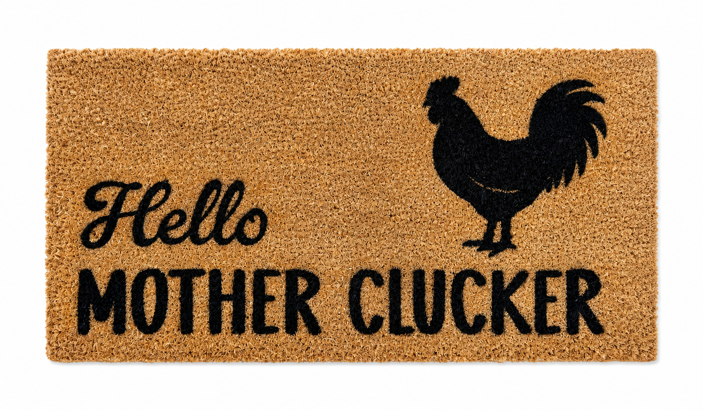“Hello Mother Clucker” – 40 x 70 cm | Funny Chicken Welcome Mat