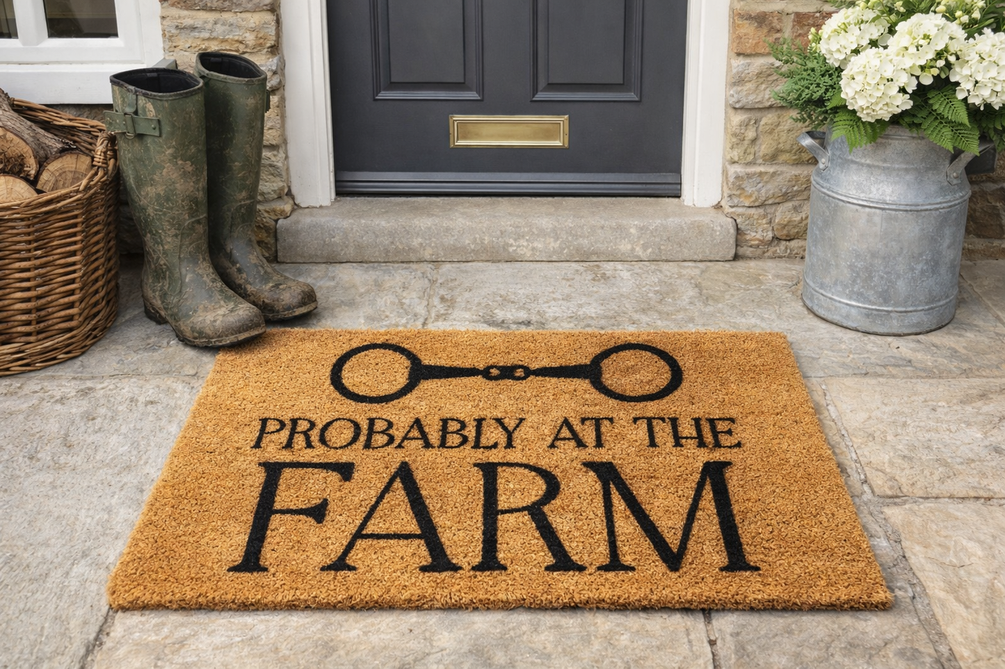 Farmers Coir Doormat 40 x 70 – “Probably at the Farm” Home Entrance Mat