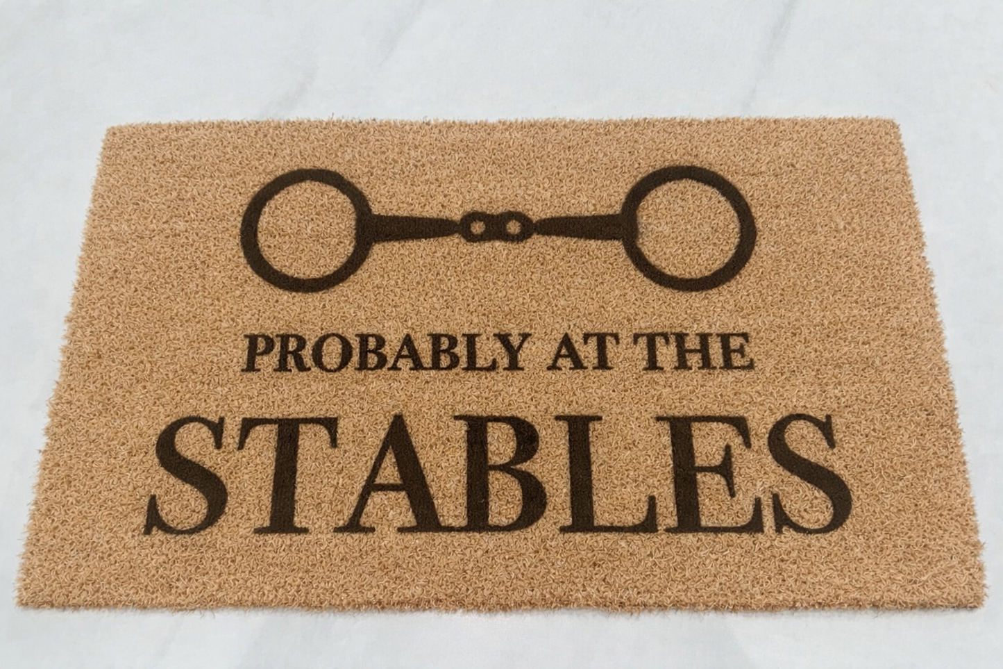 Equestrian Coir Doormat 40 x 70 – “Probably at the Stables” Home Entrance Mat